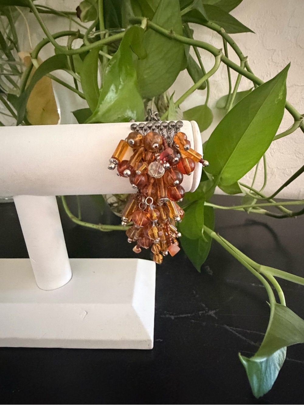 Vintage Genuine Baltic Amber Cluster Bead Dangle Bracelet